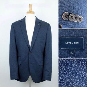 Level Ten Navy Blue Textured Stretch Casual Sport Coat Jacket XL Extra Large